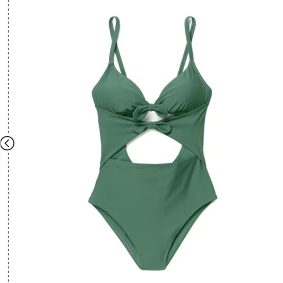 Adore Me NWT green Morgan one piece swimsuit bow detail peekaboo size 1X B42 - Picture 3 of 10